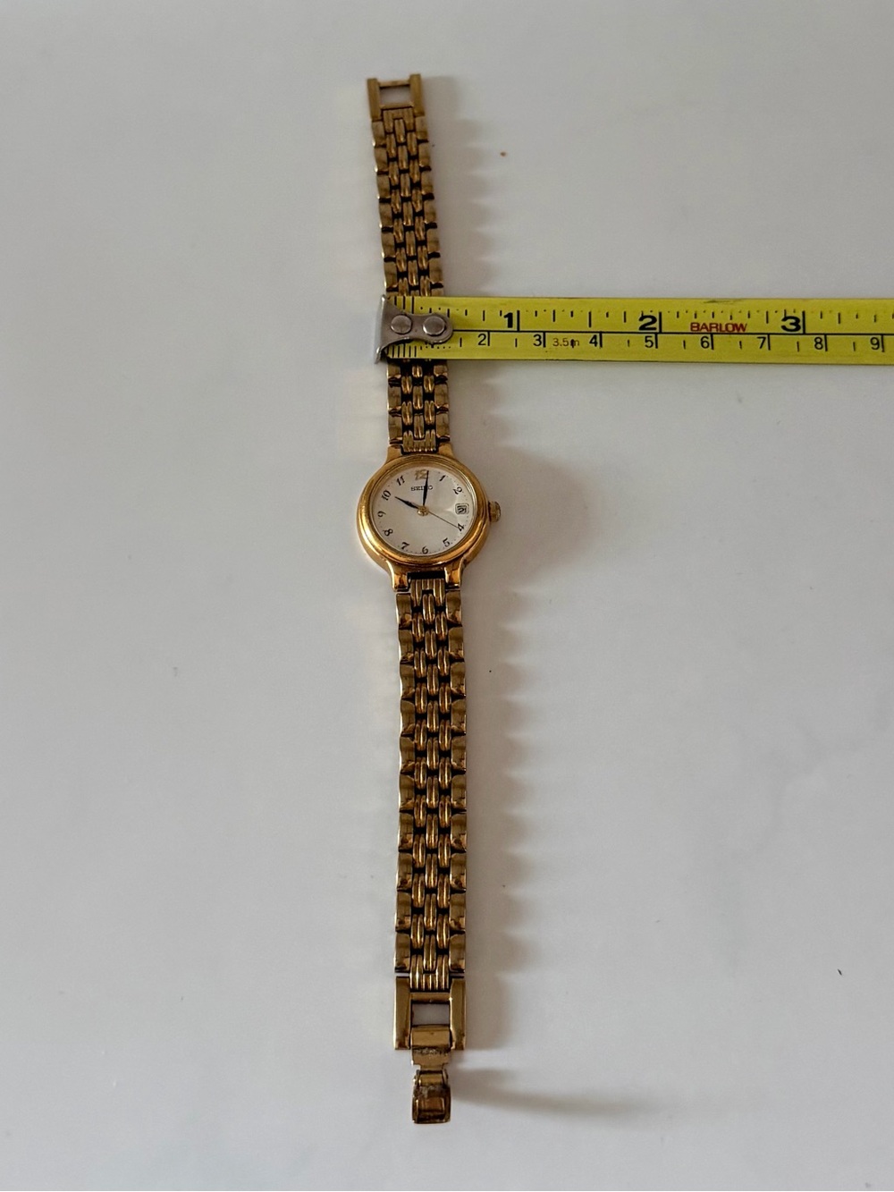 Seiko Gold Tone Watch with Day Date Calendar White Dial - Picture 13 of 14